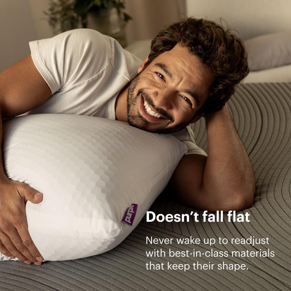 Purple Harmony Pillow - Loft bajo, tamaño estándar, almohada de gel...