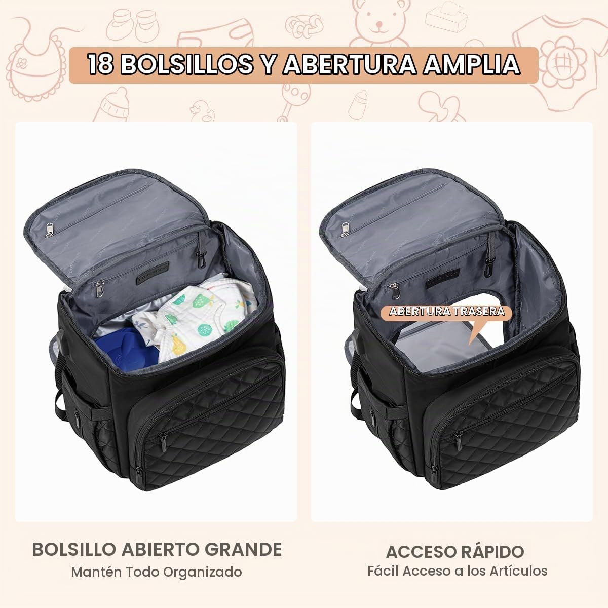 LOVEVOOK Mochila para Pañales de Gran Capacidad con Cambiador Portá...