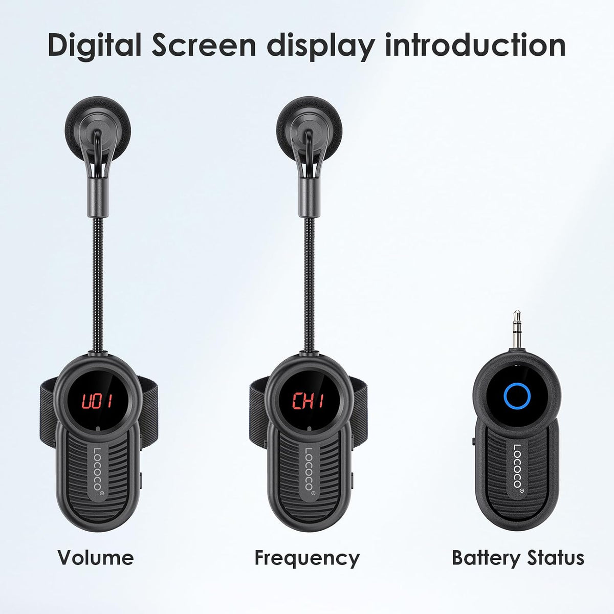 Lococo UHF Sistema de micrófono inalámbrico para flauta: Receptor y...
