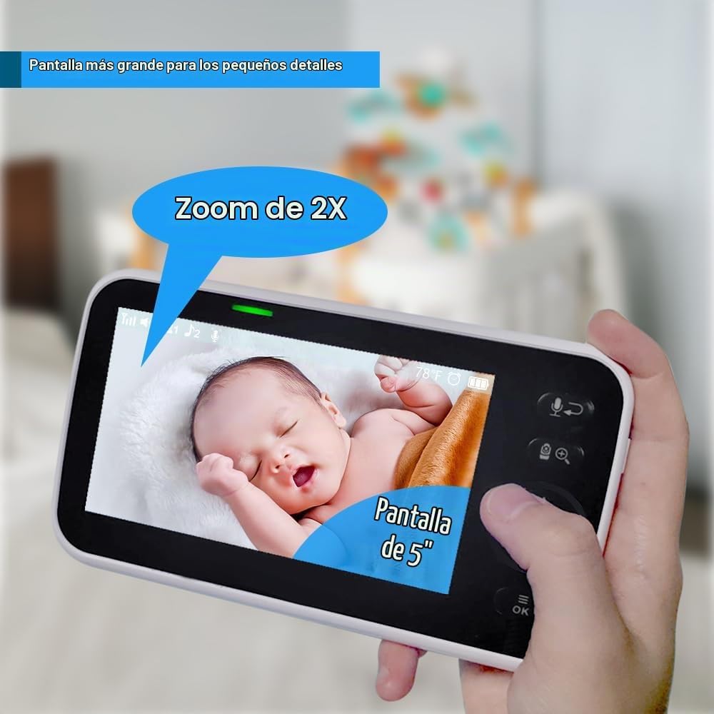HelloBaby Monitor de bebé sin WiFi, pantalla de 5 pulgadas, batería...