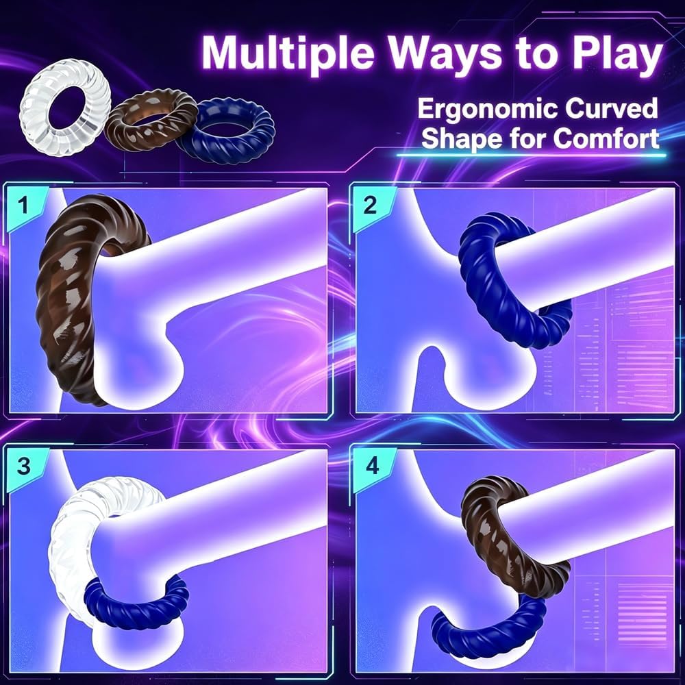 Juego de 6 anillos vibratorios para el pene impermeables, funda de...