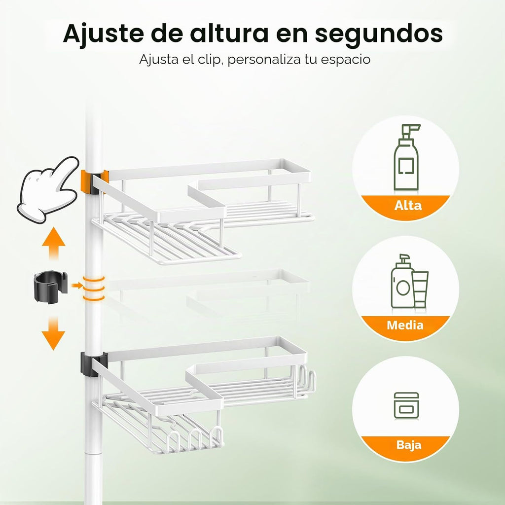 HAMITOR Organizador de ducha esquinero blanco: estante organizador...