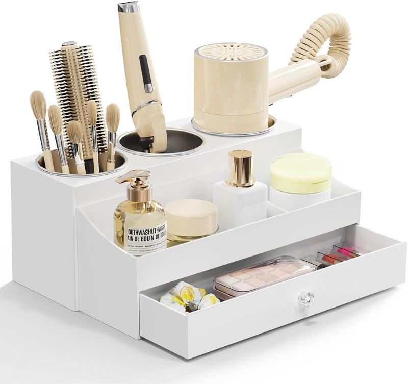GFWARE Soporte acrílico para secador de pelo con cajón, organizador...