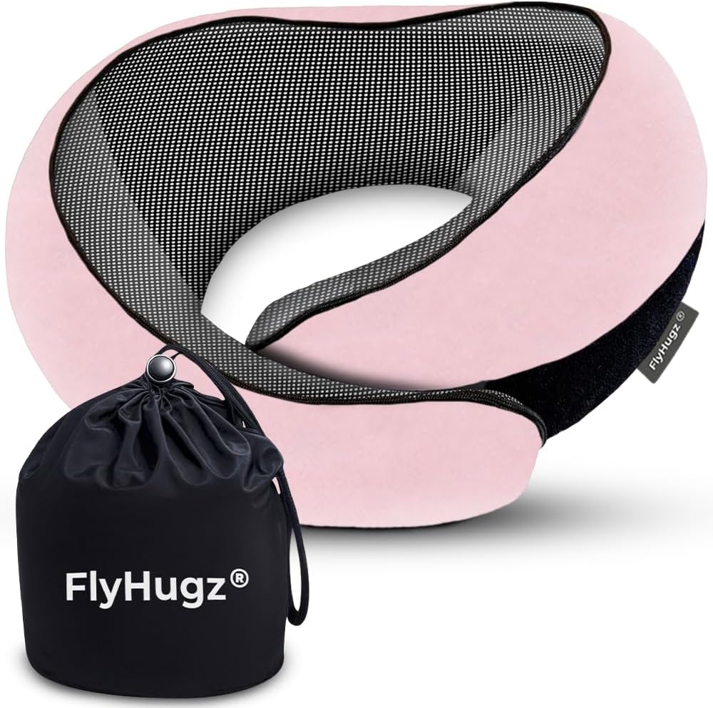 FlyHugz® Almohada de viaje para el cuello | Almohada de espuma visc...