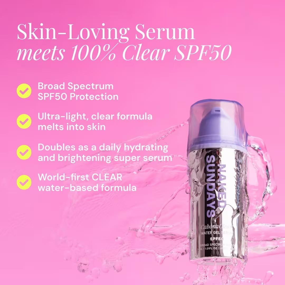 Naked Sundays CabanaClear Water Gel Sérum Protector Solar SPF 50, 5...