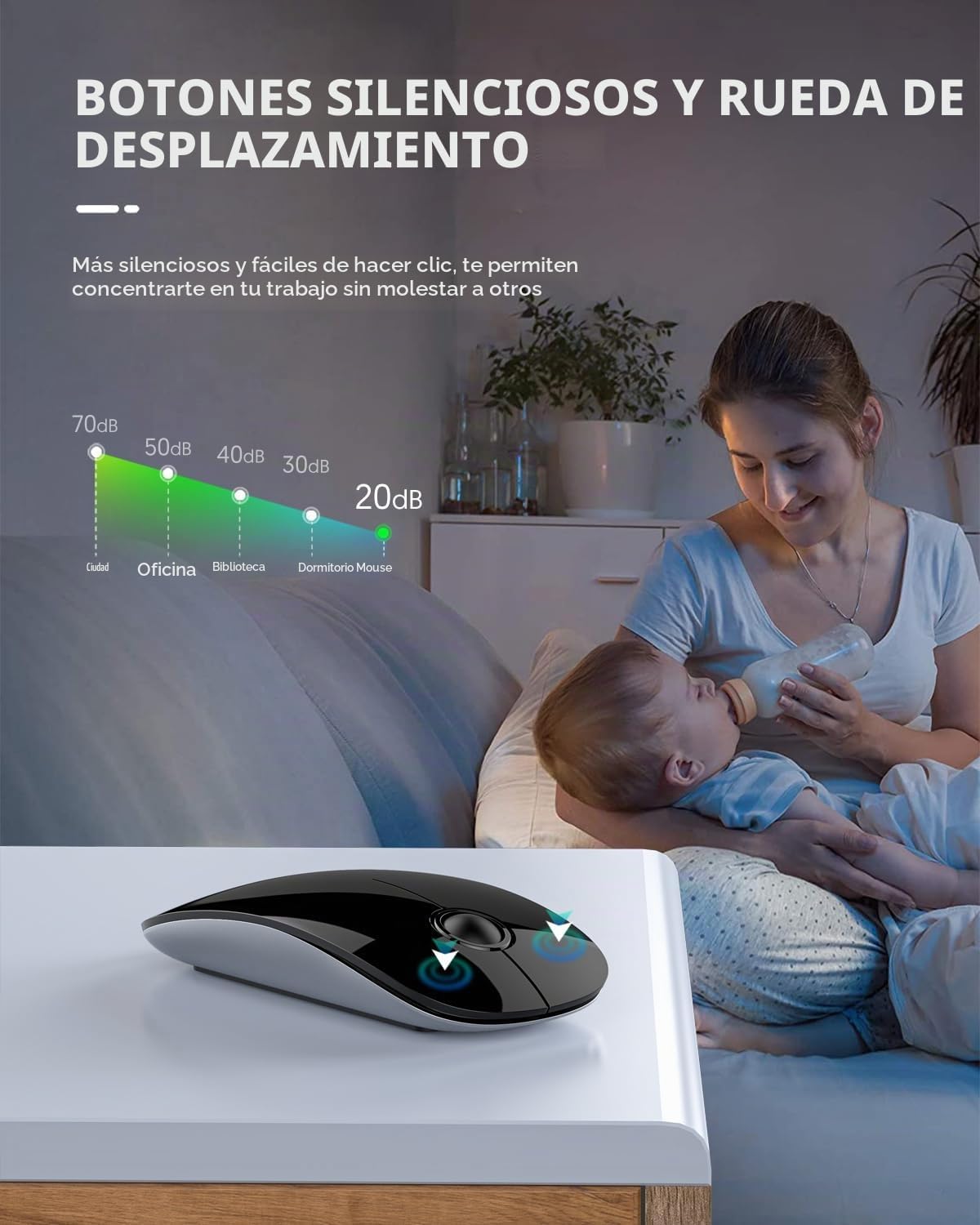 RAPIQUE Ratón Inalámbrico Bluetooth - (BT5.1+USB) Ratón de Computad...