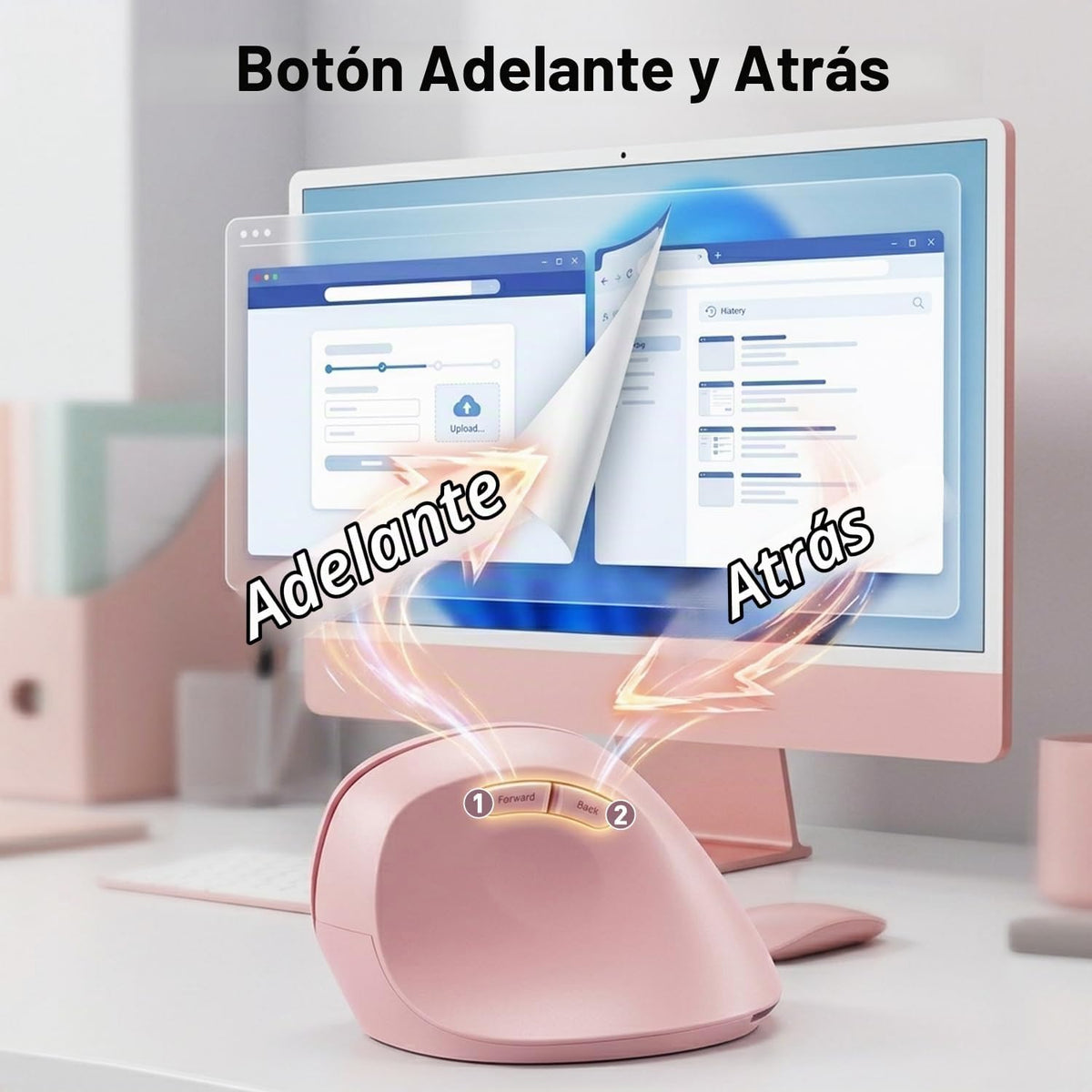 KUNSI Ratón ergonómico inalámbrico, Bluetooth y mouse vertical inal...