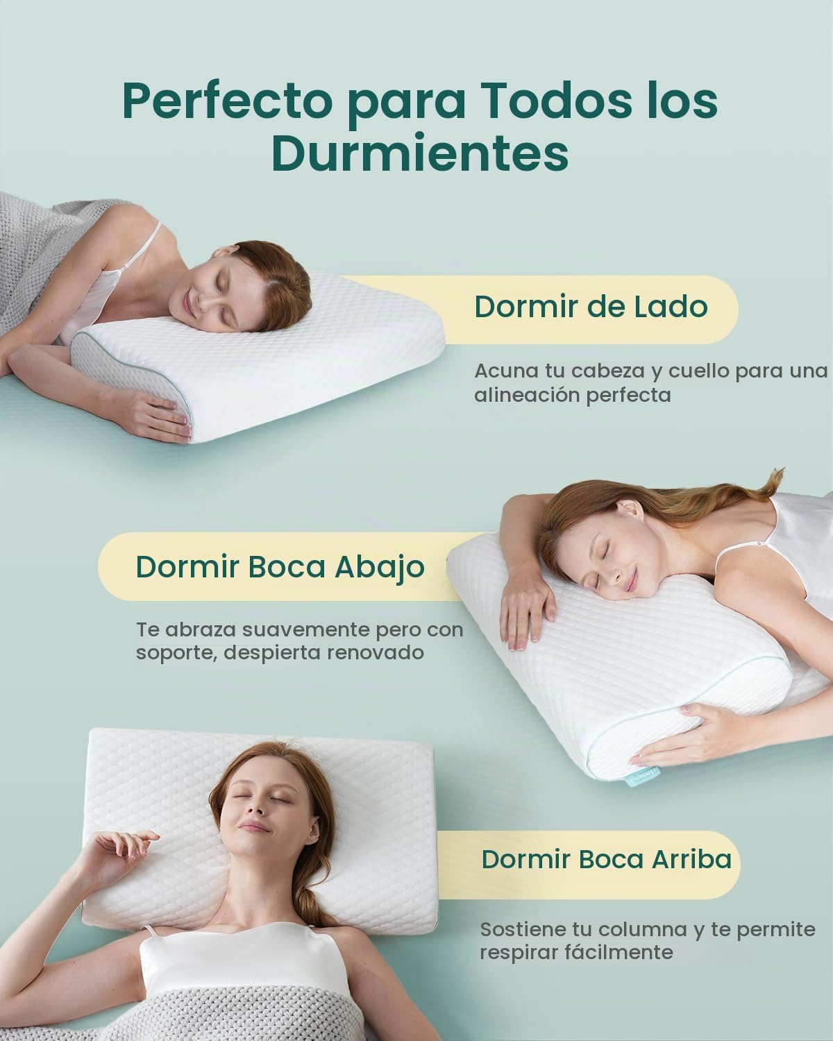Almohada de espuma viscoelástica ergonómica Releep - Almohada ortop...