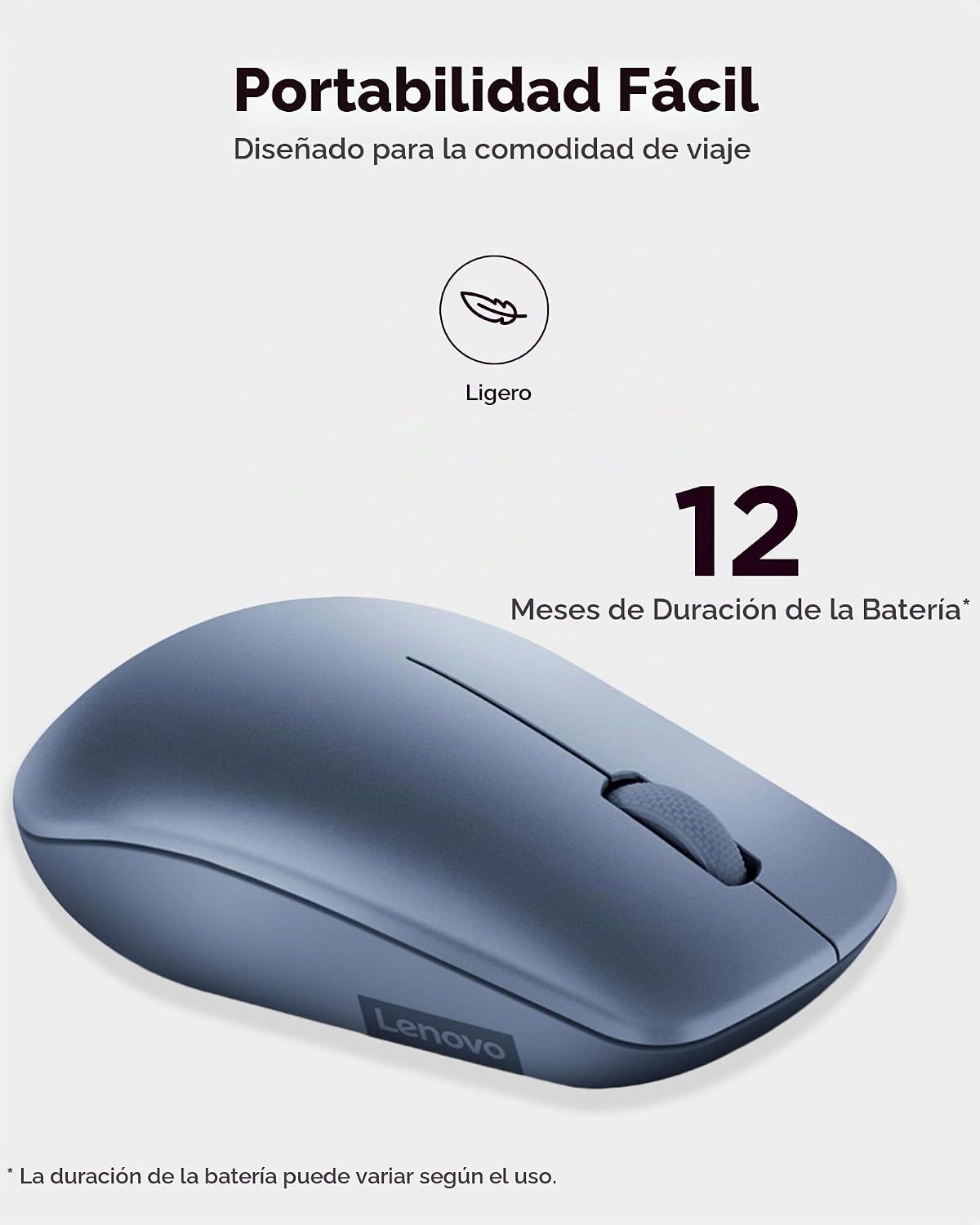 Ratón inalámbrico Lenovo 530 con batería, Nano USB de 2.4GHz, senso...