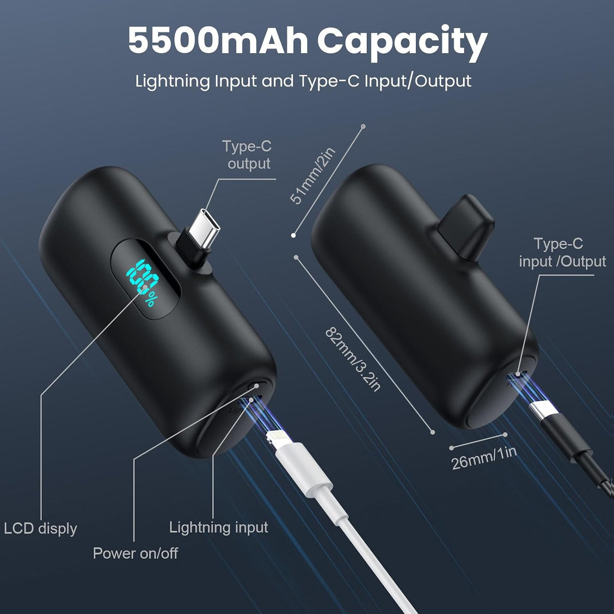 [Paquete de 2] Cargador portátil para iPhone 17\/16\/15, mini USB C...