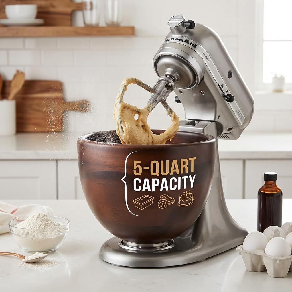 Tazón de mezcla natural para mezcladores KitchenAid de 5 cuartos de...