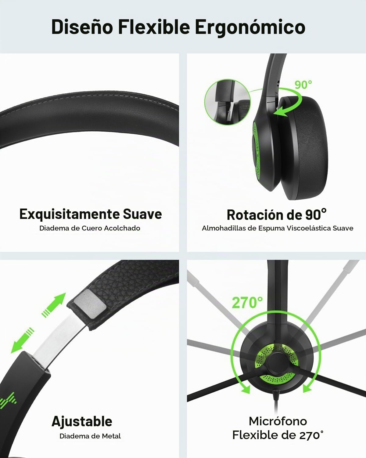 Auriculares USB JIAMQISHI con micrófono para PC, auriculares de com...