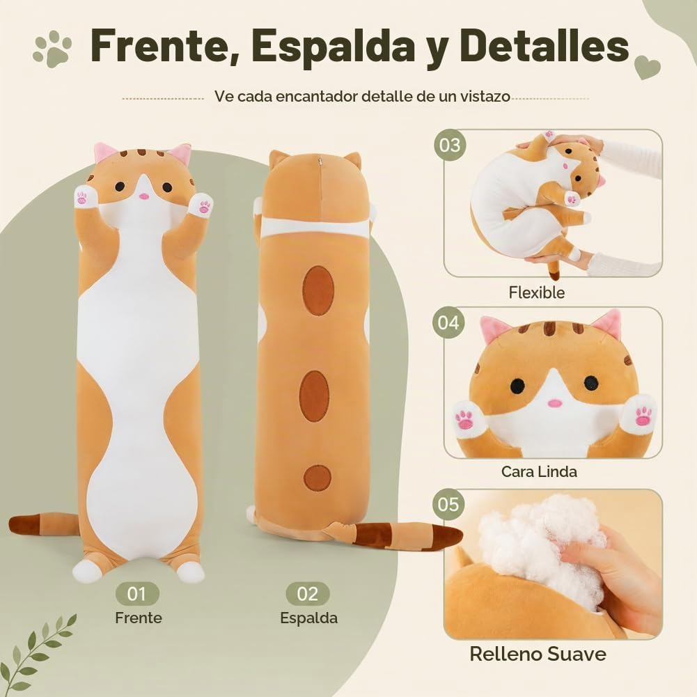 Almohada de felpa de cuerpo larga y suave con diseño de dibujos ani...