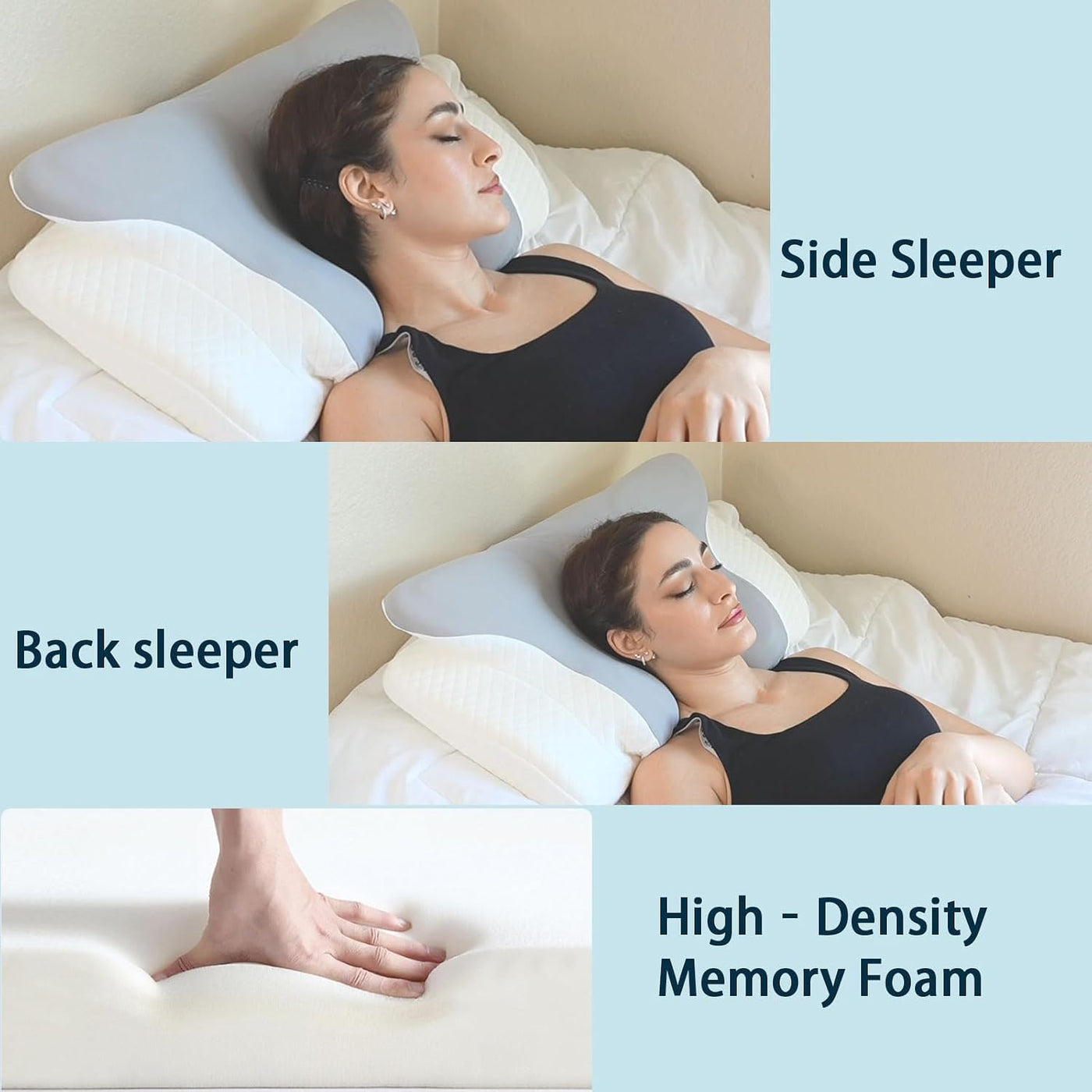 Ergo - Almohada cervical cervical para dormir, almohadas de espuma...