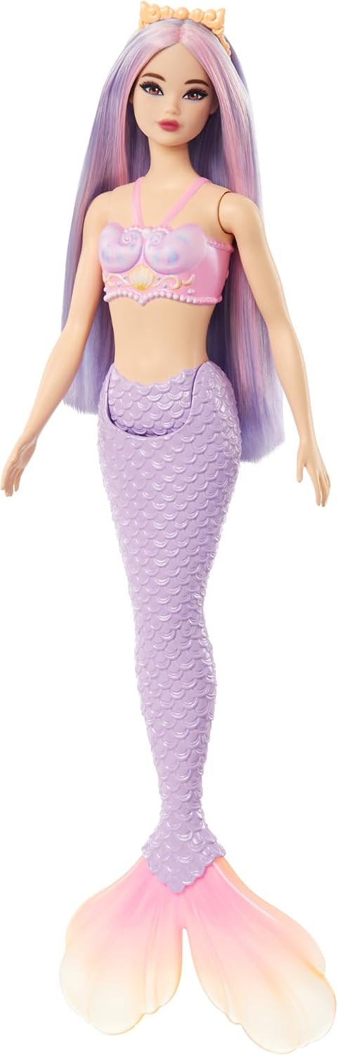 Barbie Muñeca de sirena con accesorio de pelo y diadema de fantasía...