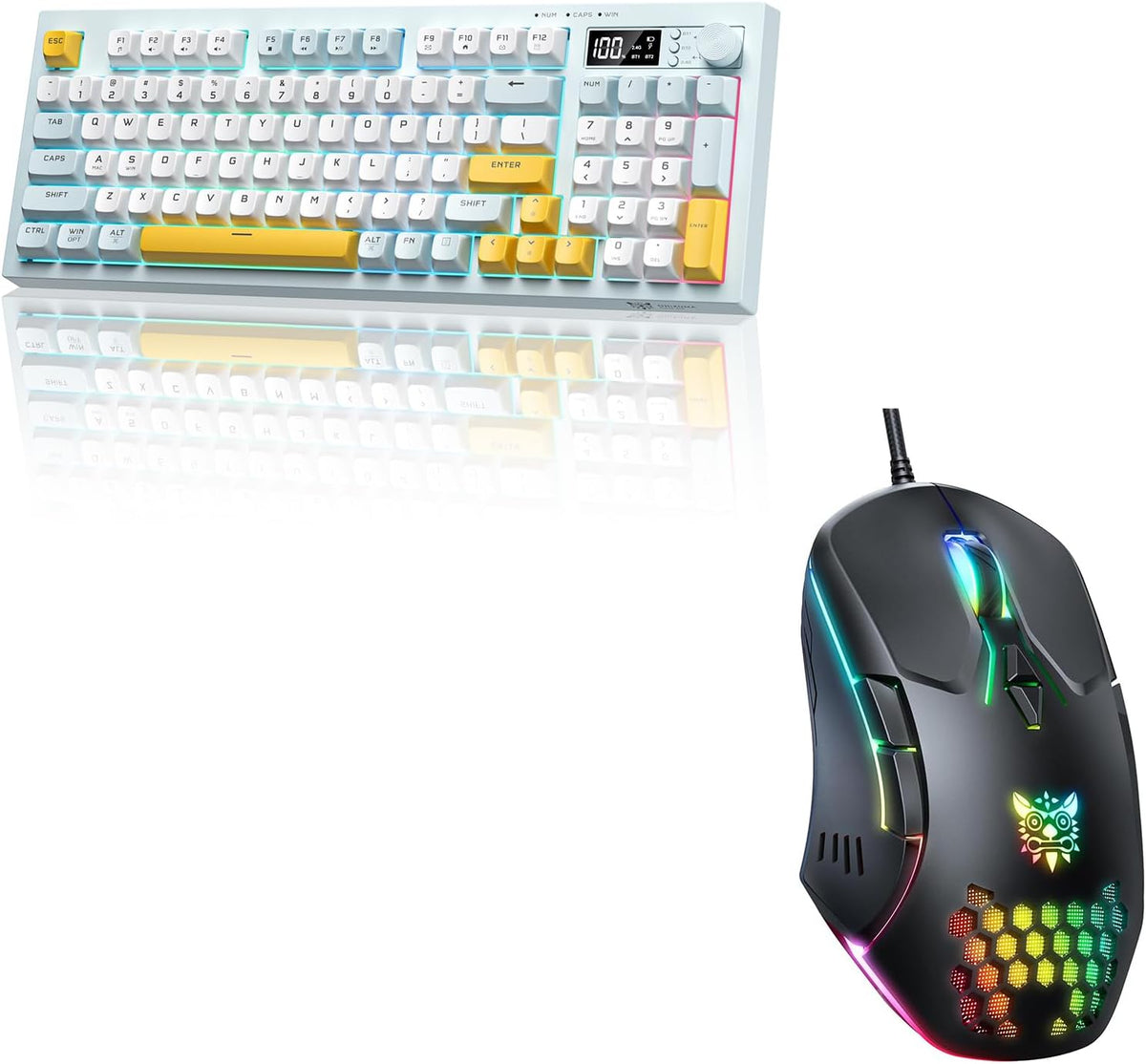 Teclado inalámbrico de tres modos y mouse para juegos de PC con cable