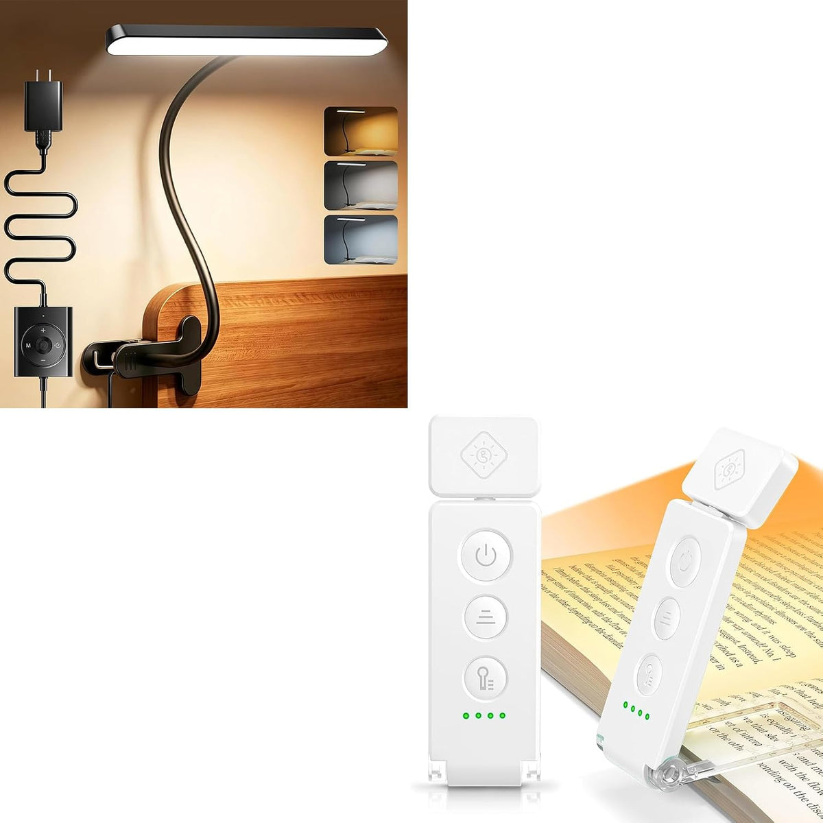 Glocusent Luz de clip horizontal de 7 W y 12 luces LED recargables...