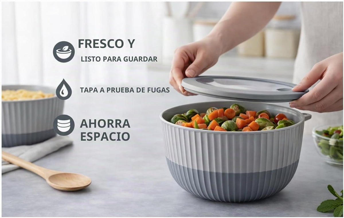 Cuencos de plástico con tapas, juego de 8 cuencos herméticos a prue...