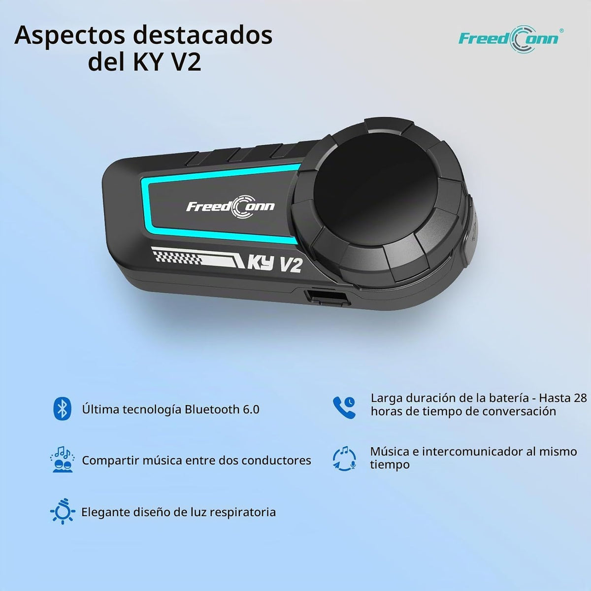 FreedConn KY V2 Auriculares Bluetooth 6.0 para motocicleta | Música...