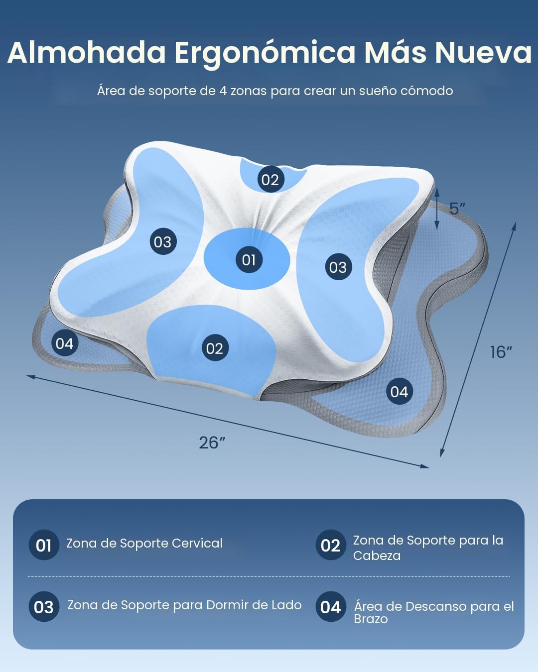 Almohada cervical para aliviar el dolor de cuello, almohada de cont...
