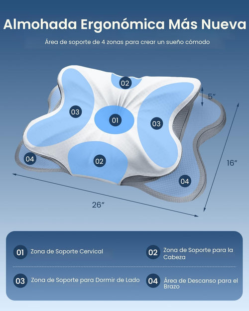 Almohada cervical para aliviar el dolor de cuello, almohada de cont...