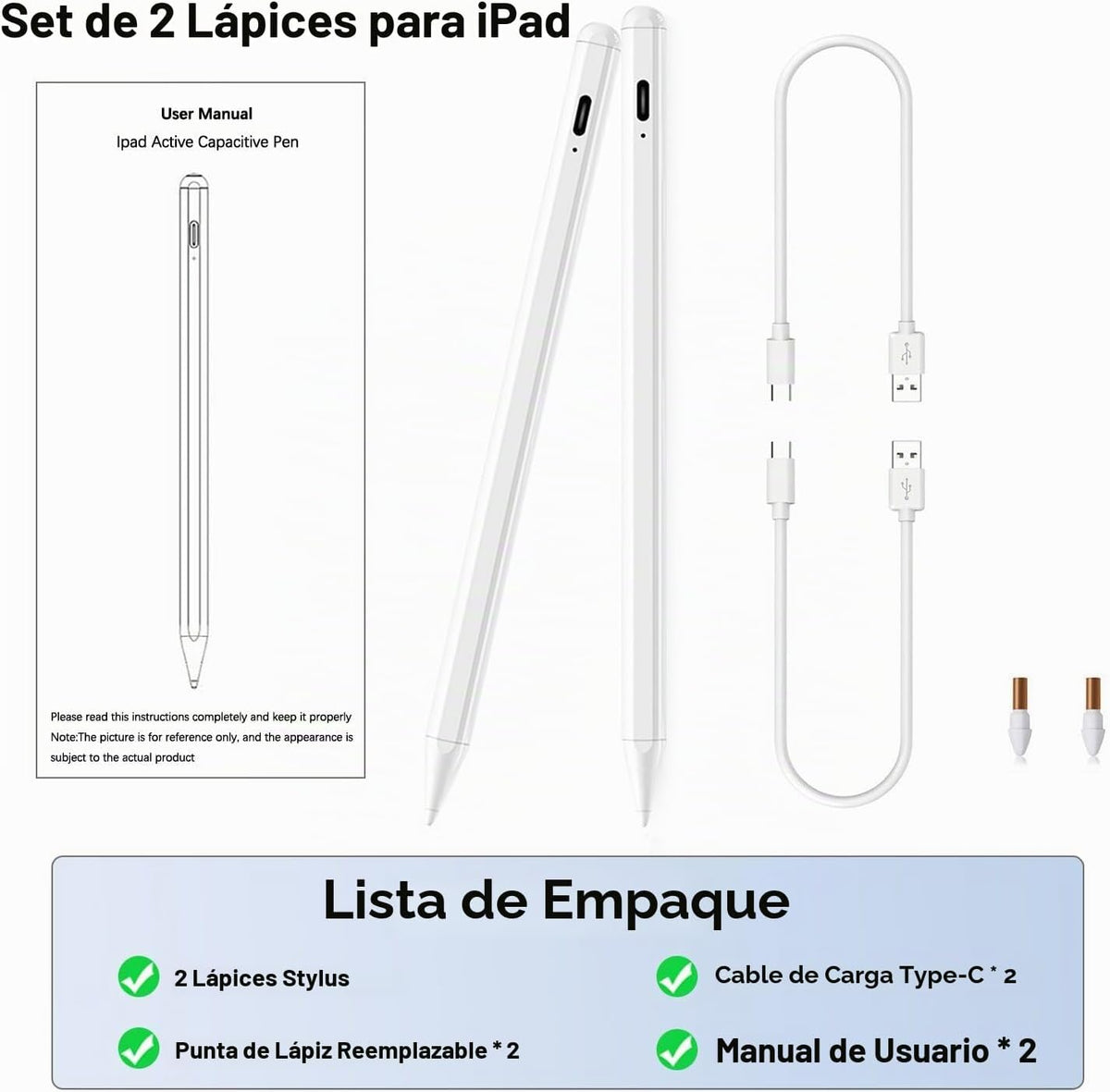 Lápiz óptico para iPad Pencil 6ª-10ª y 11ª generación, paquete de 2...