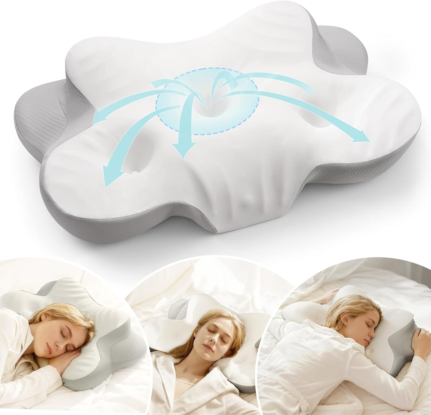 Almohada cervical para cuello y hombro, almohadas ergonómicas de es...