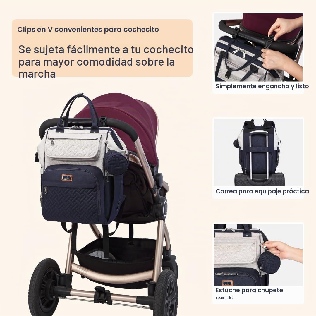 BabbleRoo Mochila para Pañales, Bolsas Grandes Multifunción con Alm...