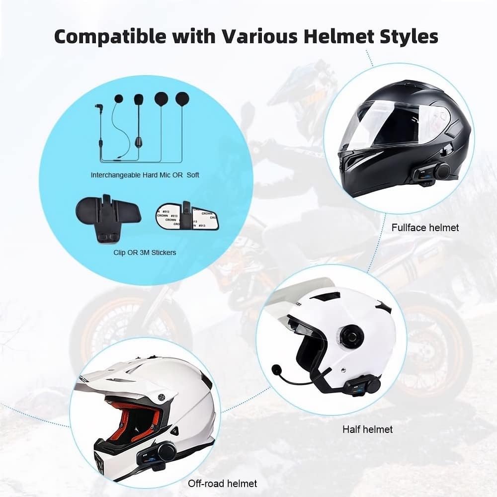 Fodsports FX6 - Auriculares Bluetooth para motocicleta, intercomuni...