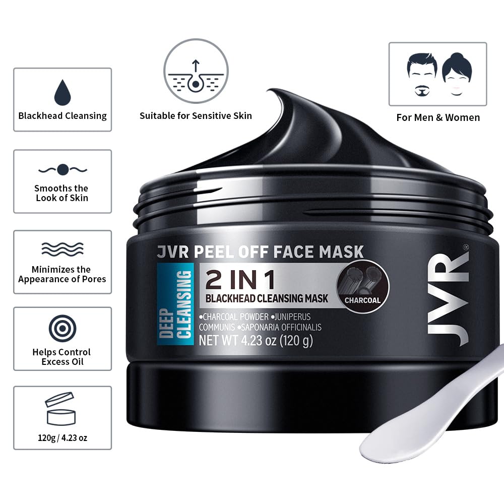 JVR Máscara facial despegable, máscara de puntos negros para hombre...