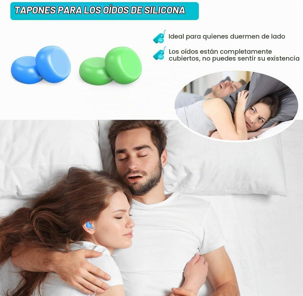 Tapones para los oídos para dormir nadar, 16 tapones reutilizables...