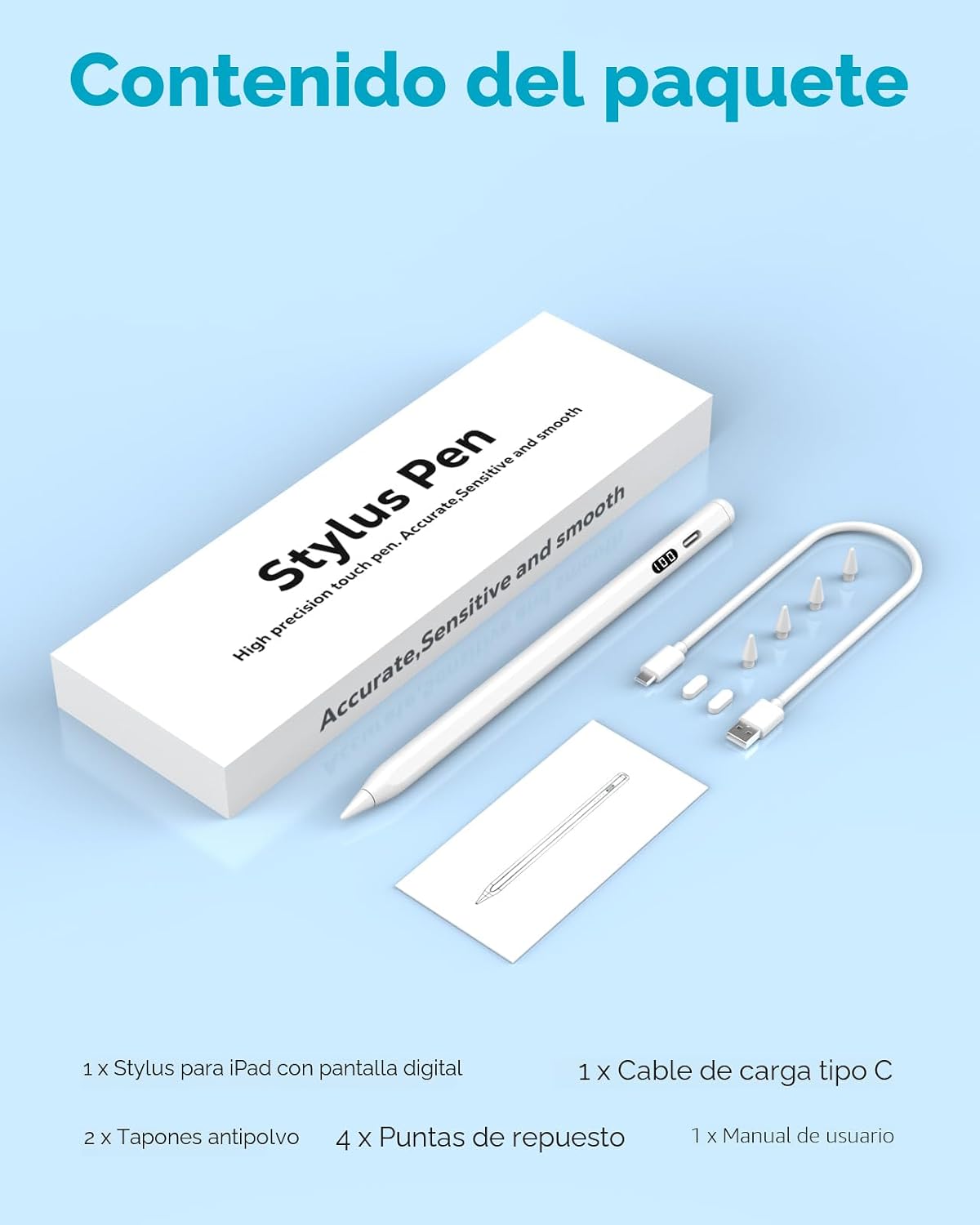 MoKo Lápiz óptico para iPad 2018-2026, lápiz de carga USB-C con pan...