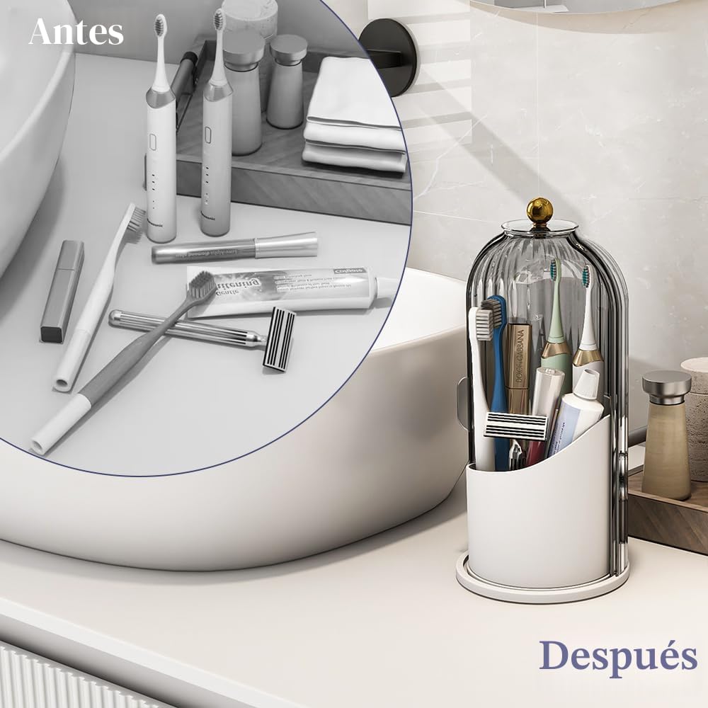 Zufudo Soporte para cepillos de dientes a prueba de polvo con tapa,...