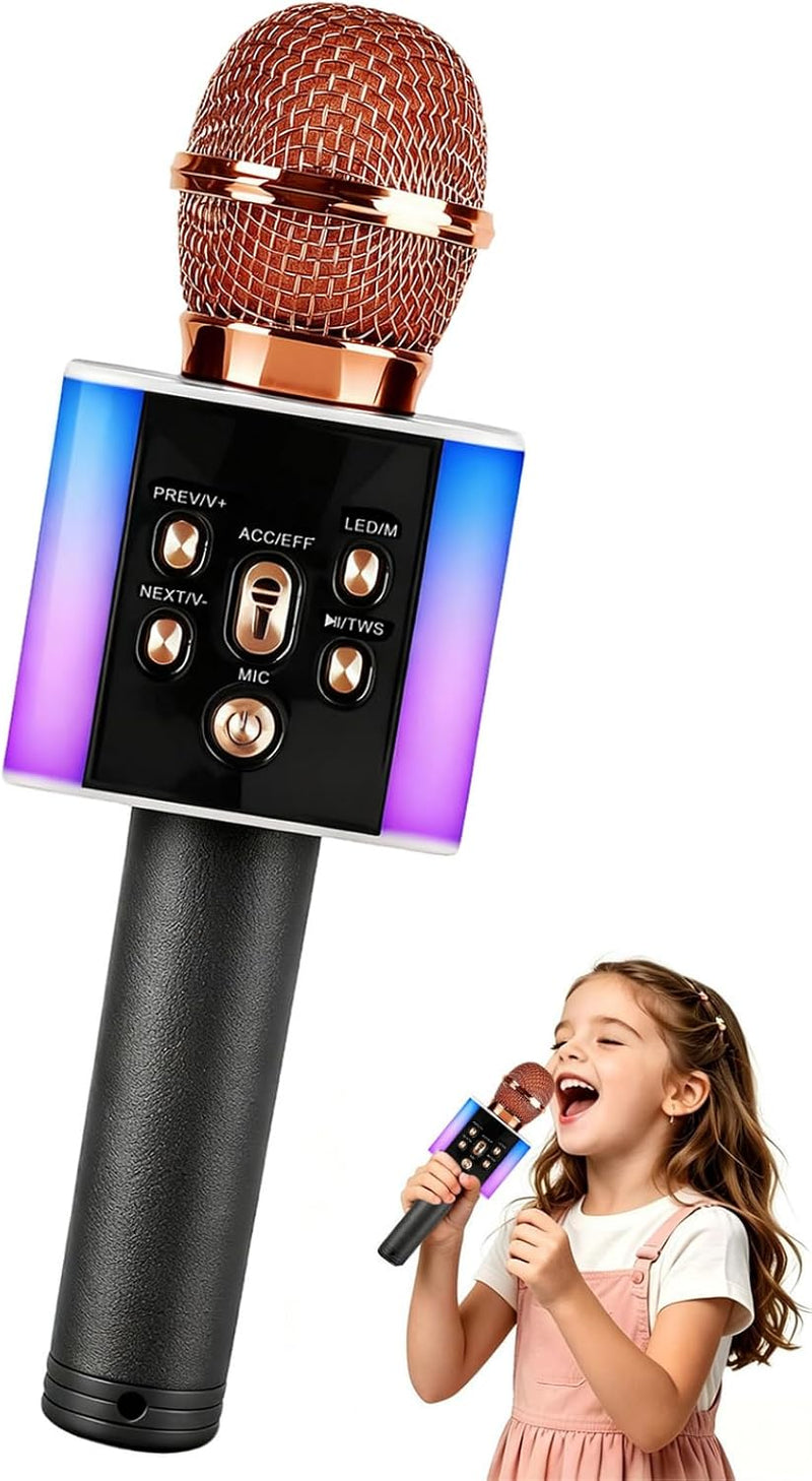 Luanbauty Micrófono de karaoke inalámbrico Bluetooth para niños y a...