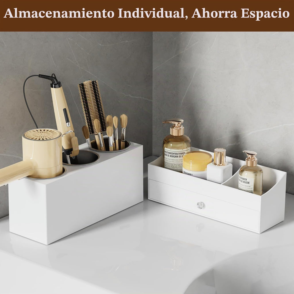 GFWARE Soporte acrílico para secador de pelo con cajón, organizador...