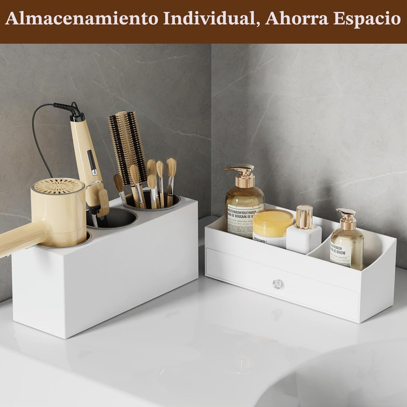 GFWARE Soporte acrílico para secador de pelo con cajón, organizador...