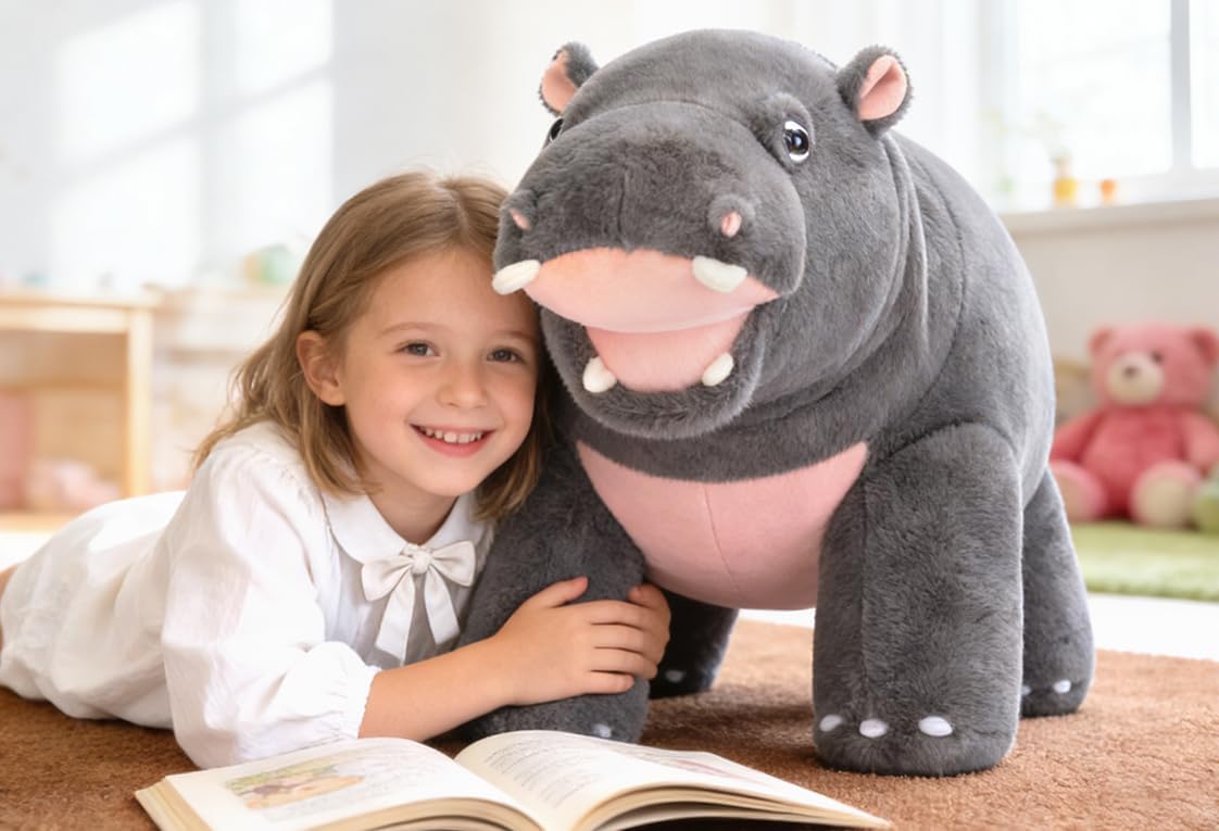 IKASA Peluche de hipopótamo gigante, juguete de peluche grande de h...
