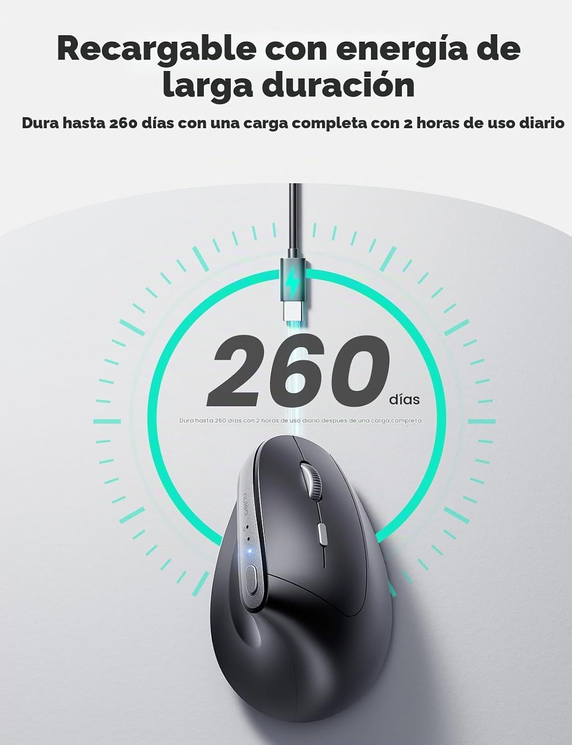 Ratón inalámbrico vertical ergonómico Nulea con clic silencioso y |...