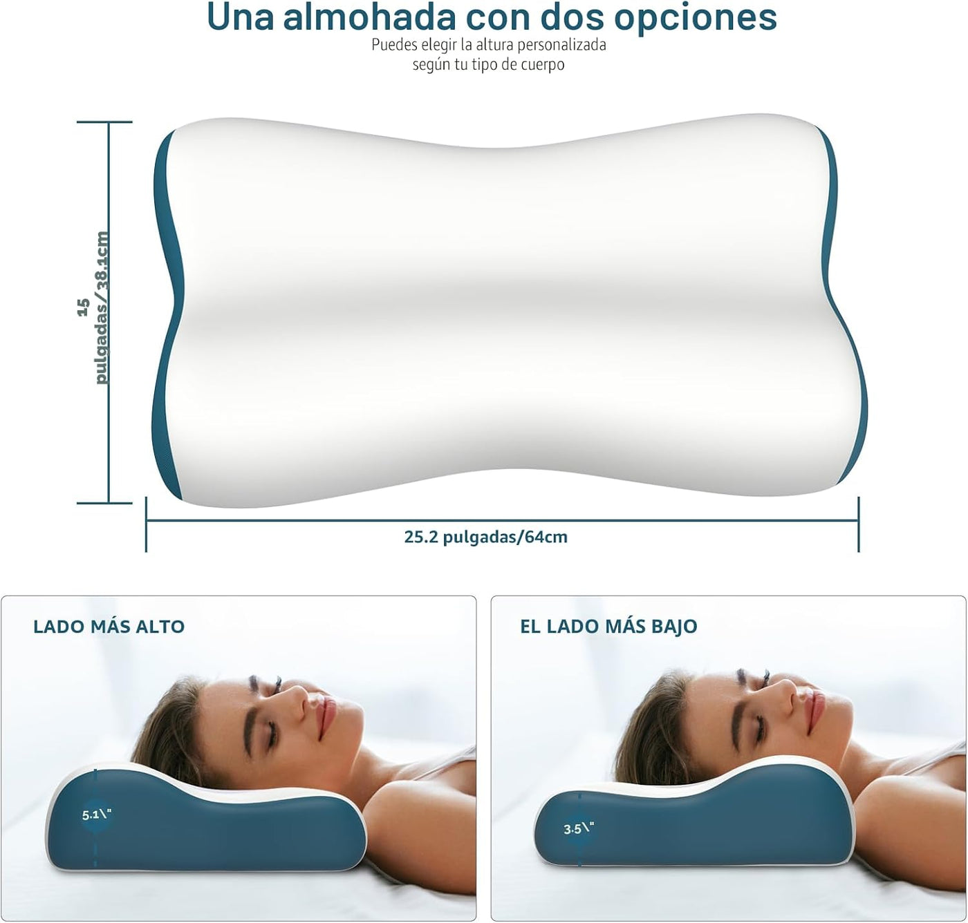 Almohada cervical para el alivio del dolor, almohadas de espuma vis...
