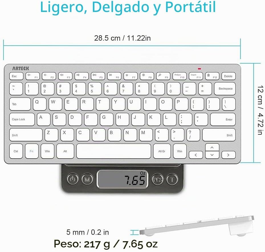 Arteck Teclado inalámbrico 2.4G ultradelgado y compacto con teclas...