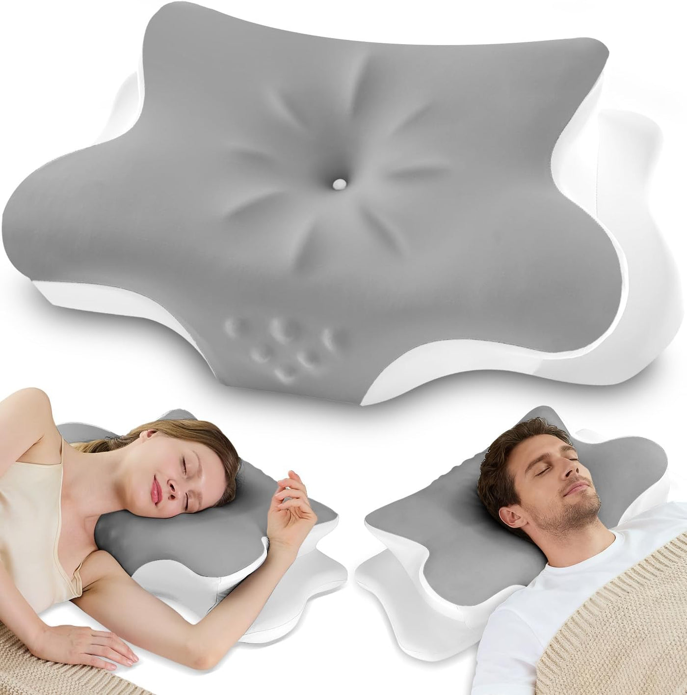 Almohada cervical para el cuello para aliviar el dolor, almohada er...