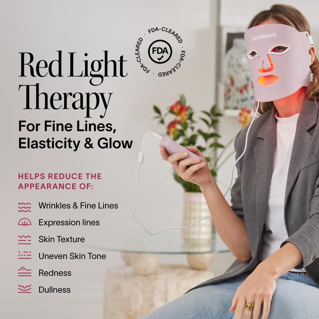 Solawave Máscara facial de terapia de luz roja | Máscara de luz roj...