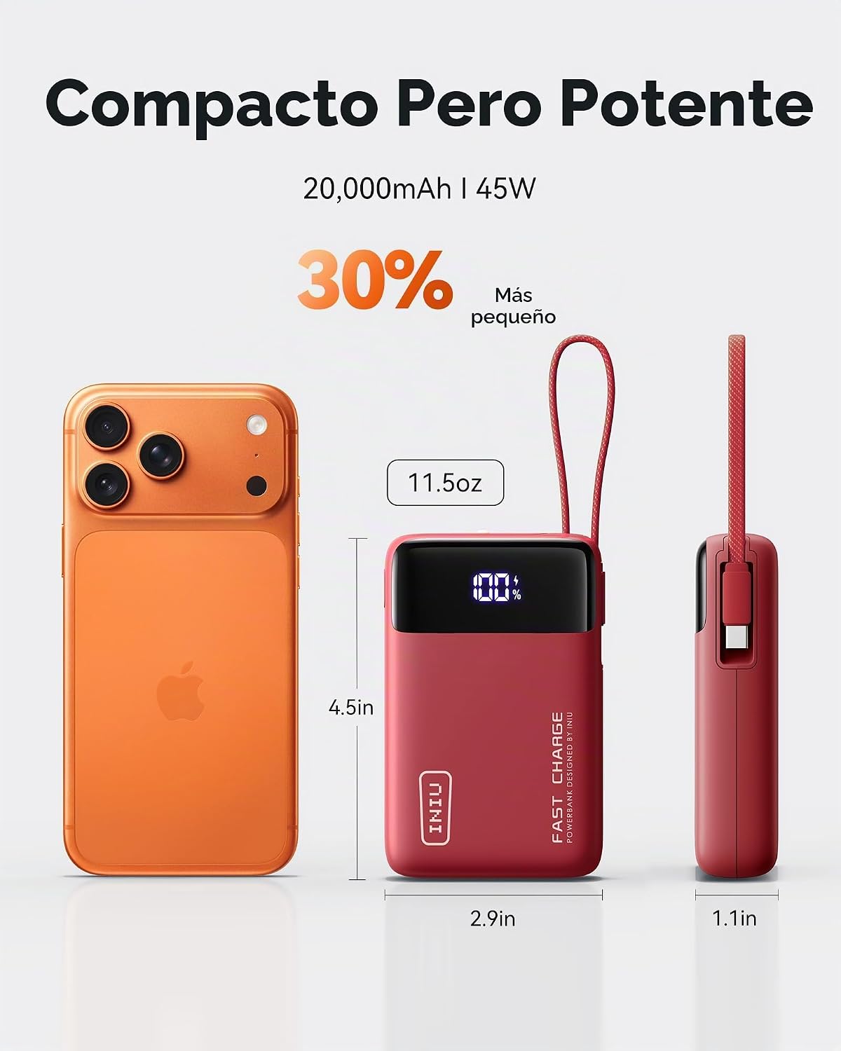 Cargador portátil INIU 20000mAh, banco de carga rápida más pequeño...