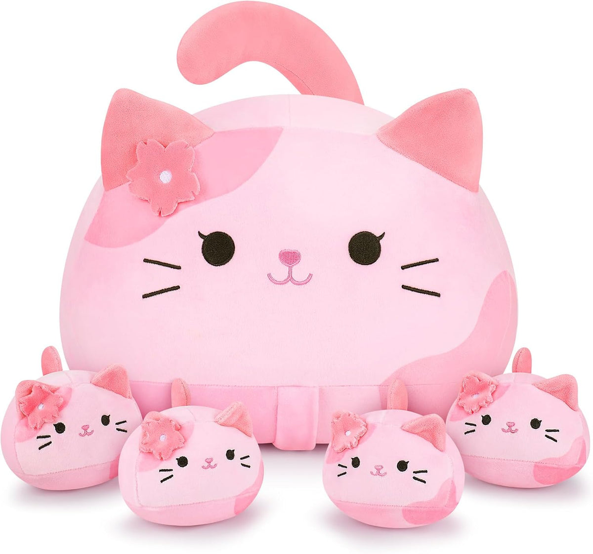 5 piezas de peluche de gato Sakura rosa, familia de animales de pel...