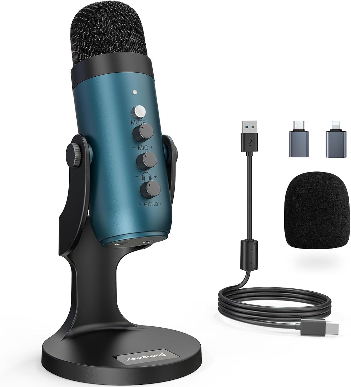 ZealSound Micrófono Podcast para PC, Micrófono USB con cancelación...