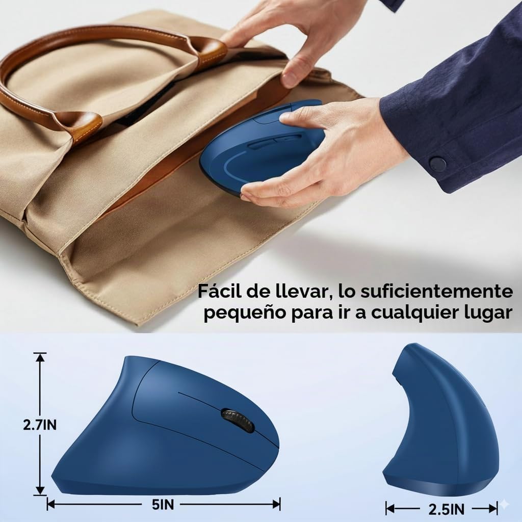 tlkawzy Ratón inalámbrico vertical ergonómico, elegante, recargable...