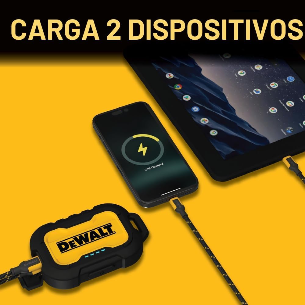 DEWALT Paquete de banco de energía de 10,000 mAh y cable de carga 4...