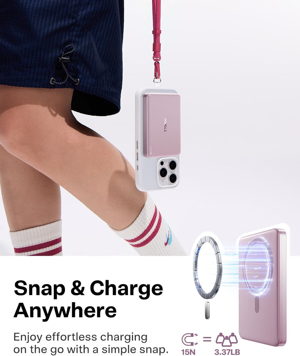 TORRAS MiniMag Power Bank, cargador portátil inalámbrico magnético...