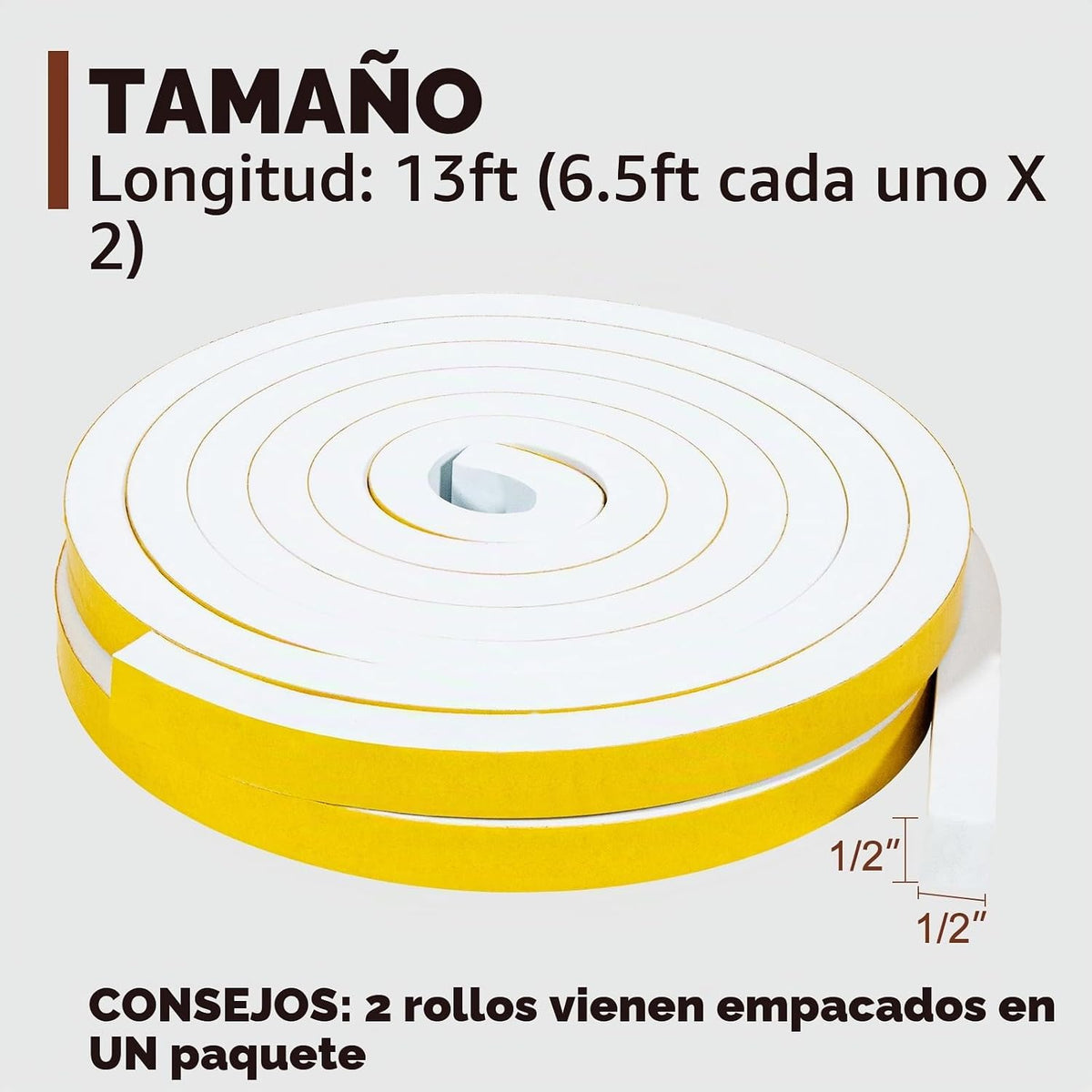 Yotache Cinta de aislamiento de espuma blanca de 1\/2" x 1\/2&#...