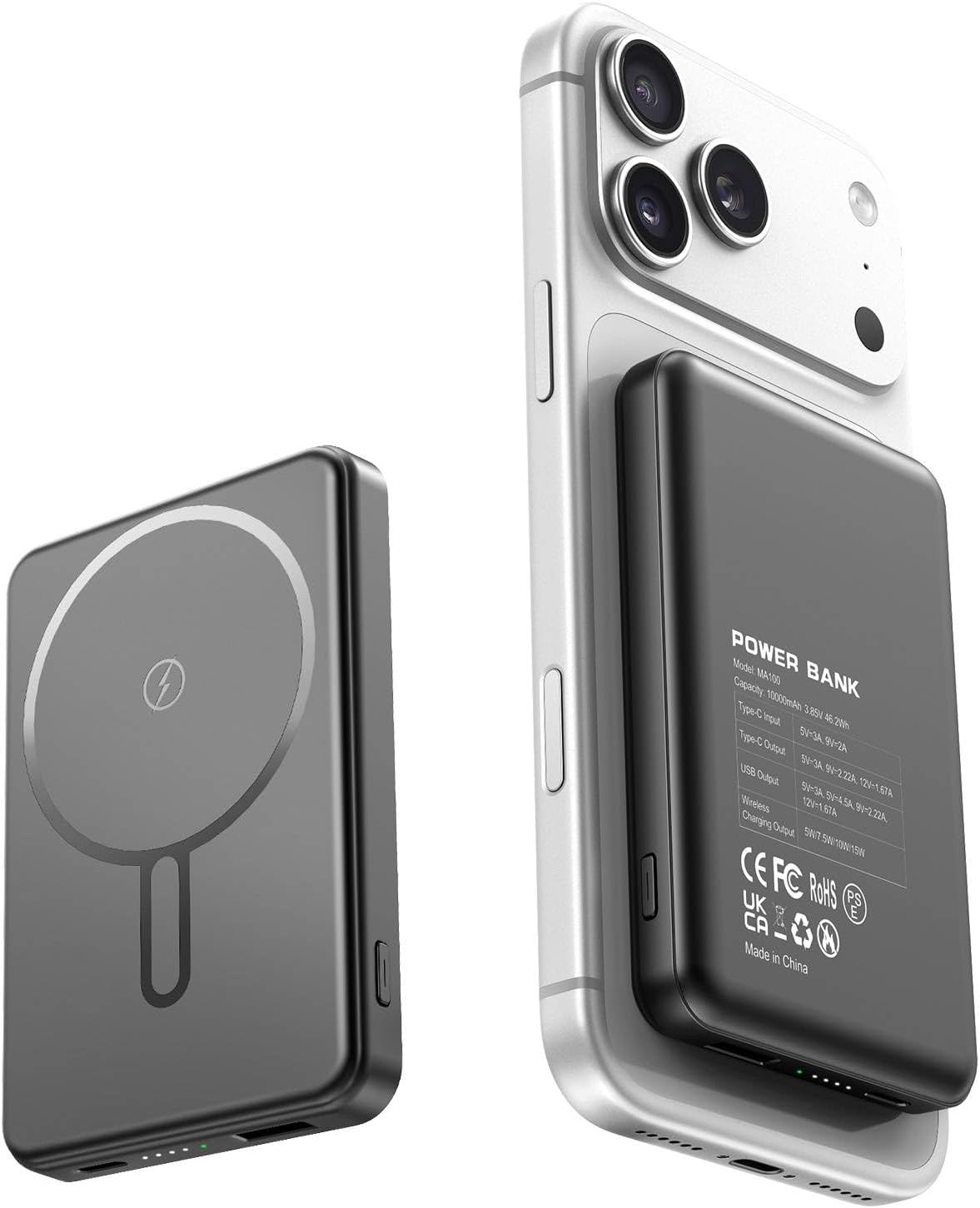 RONEGN Banco de energía 10000mAh carga rápida magnética inalámbrica...